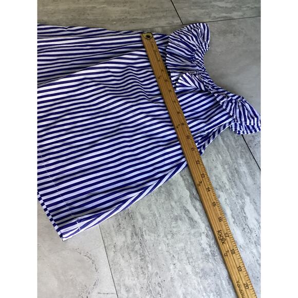 Rachel Roy Blue & White Striped Ruffled Shoulder Top Sleeveless Size 6 Women - Picture 3 of 6